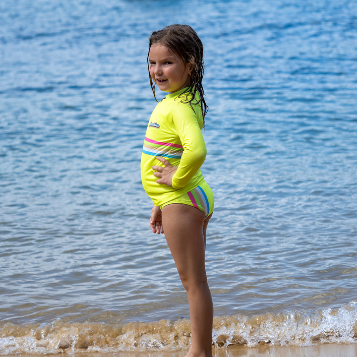 High-visibility bikini bottom for kids at the beach