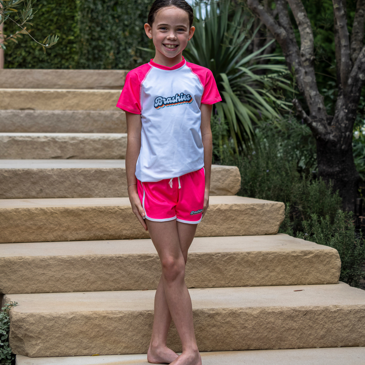 High-visibility girls swim shorts for summer adventures