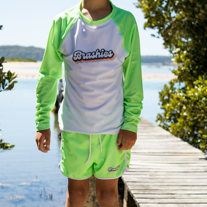 Kids long sleeve rash vest with UPF50+ protection